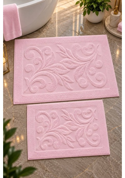 Bambu Jakar Desenli 2'li Banyo Seti Yumuşacık Tuşe Premium Dokuma %100 Bambu Pembe - 945189930 Pembe