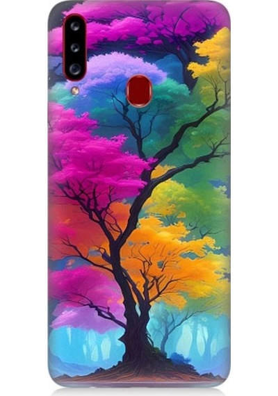 Samsung Galaxy A20s Uyumlu Renkli Hayat Ağacı Desenli Silikon Kılıf