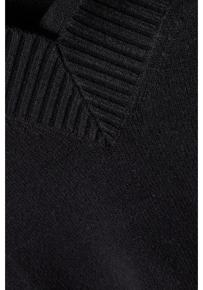 Good American Oversize Deep V Triko Kazak, Modern Rahat - Şık Kadın Stili Siyah
