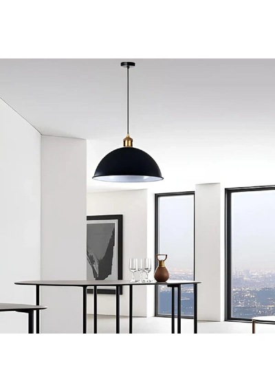 Riolıght Rustik,vintage1,retro Cafe,mutfak,odalar İçin Siyah 1xe27 Duylu Metal Sarkıt Avize Çap:40cm Renkli