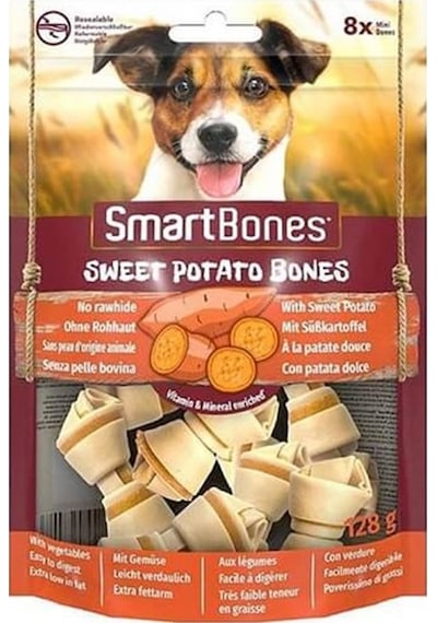 Smartbones Tavuk ve Tatlı Patatesli Mini Düğüm Kemik Köpek Ödülü 128 G