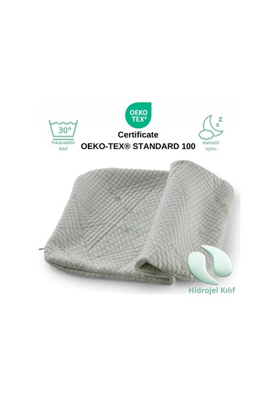 Rudu Hidrojel Hydrogel Yastık Kılıfı Visco Visko 60x40x14cm Beyaz - Yeşil