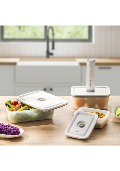 Emsan Freshlock Vakum Makineli 3'lü Saklama Kabı Beyaz