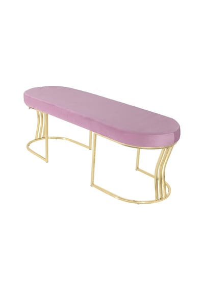 Viego Gold Smooth- Pembe Kapitoneli Model Puf & Bench & Koltuk- Oturak-uzun Makyaj Puff-yatak Odası Ucu &önü