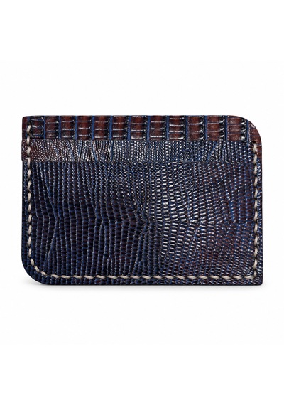 Oakco Leather El Dikişli Lizard Desenli Deri Kartlık Lacivert Bordo Bordo - Lacivert