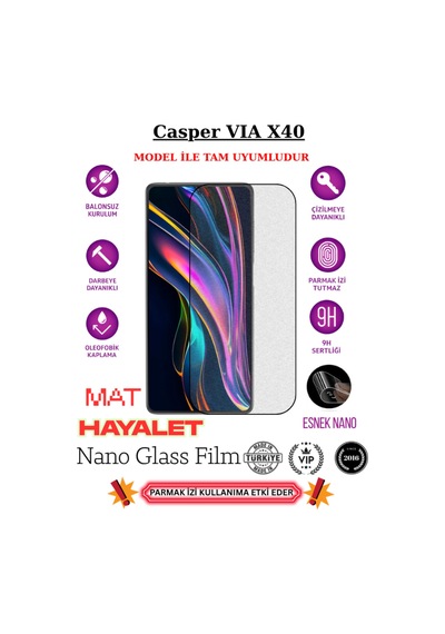 Casper Vıa X40 Tam Uyumlu Mat Hayalet Privacy Esnek Nano Ekran Koruyucu Film