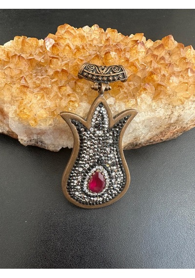Aysesa Otantik Yakut Markazit ve Zirkon Taşlı Gümüş Kolye Ucu 925 Ayar