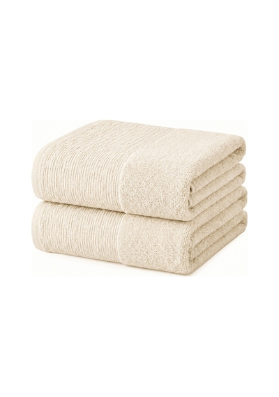 2'li Büyük Boy Banyo Havlusu 90x150 Cm %100 Pamuk Siena Collection 650 Gr Krem
