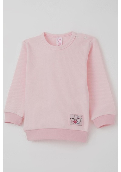 Breeze Kız Bebek Pijama Takımı Omuzdan Patlı Sevimli Minik Tavşancık Armalı 4 Ay-1 Yaş, Pembe Pembe