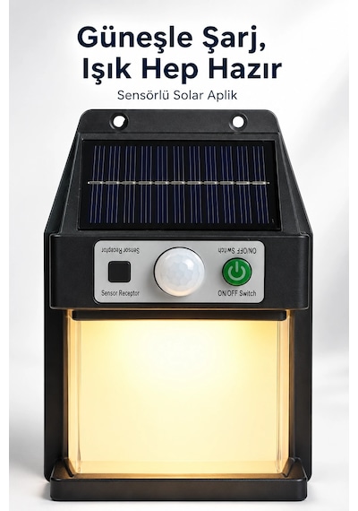 Güneş Enerjili Sensörlü Solar Aplik Duvar Tipi Dış Mekan Bahçe Balkon Işığı Diğer