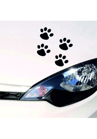 Kedi Pati İzi Oto Sticker Siyah 8 Adet 15 15 Cm