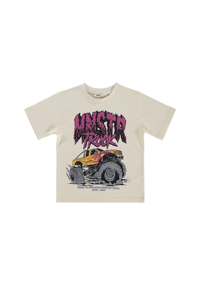 Civil Boys Mnstr Truck Baskılı 2-5 Yaş Tişört - Ekru