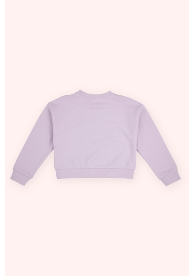 Panço Kız Çocuk Baskı Detaylı Sweatshirt Lila