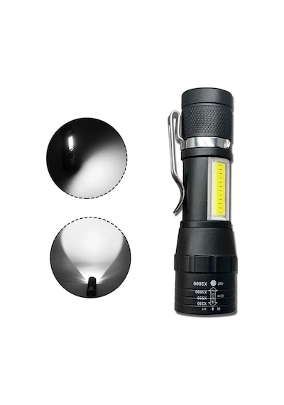 Wuben Wb-017 Zoomlu Şarjlı Cob Led Güçlü El Feneri Siyah