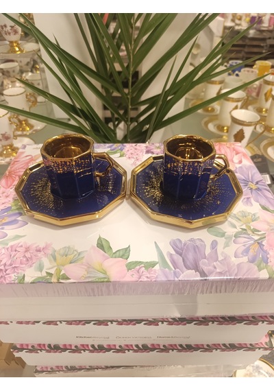 Acar Corcu 2 Kişilik Porselen Kahve Fincanı 90 Ml Lacivert