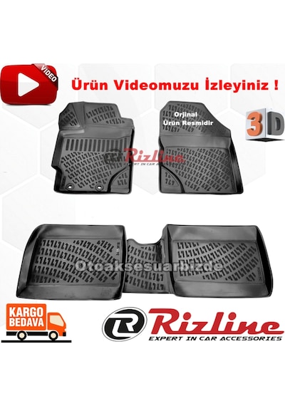 Toyota Uyumlu Yaris 3D Paspas Havuzlu Siyah Hb 2013-2020 Arası Rizline N11.8983