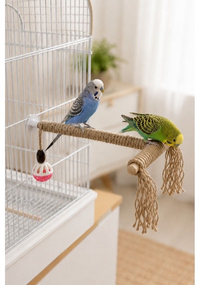 Mivra Pets Çok Fonksiyonlu Kuş Oyuncağı Jüt Tünek 40x25 Cm