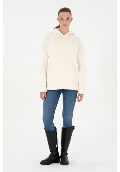 U.S. Polo Assn. Kadın Krem Kapüşonlu Sweatshirt 50292370-VR071