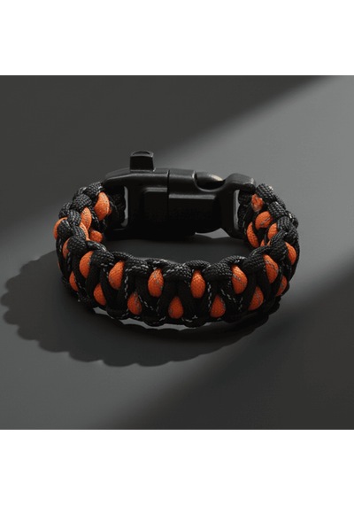 Tesbihane Pusulalı Çakmaklı Taktik Paracord Bileklik - Alev Kamuflaj Desen - Kamp Ve Doğa Sporları İçin