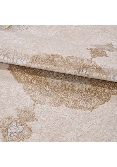 Bespoky Madalyon Salon Halısı Makine Dokuma Polyester 20 Mm Hav Bej - Krem