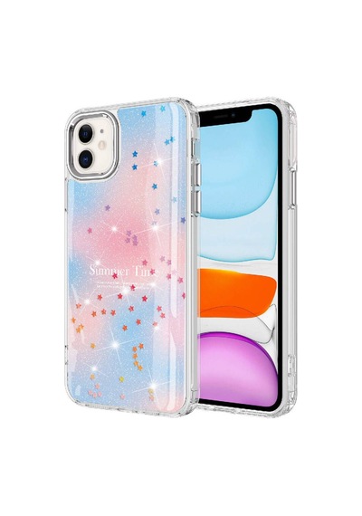 Apple Uyumlu iPhone 11 Kılıf Simli Desenli Parlak Zore Task Kapak Mavi