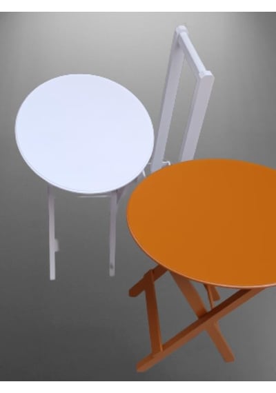 Çanta Zigon Sehpa Oval Model İkili Takım Ahşap Mdf Hardal Ve Beyaz Renk Uyumu El Yapımı