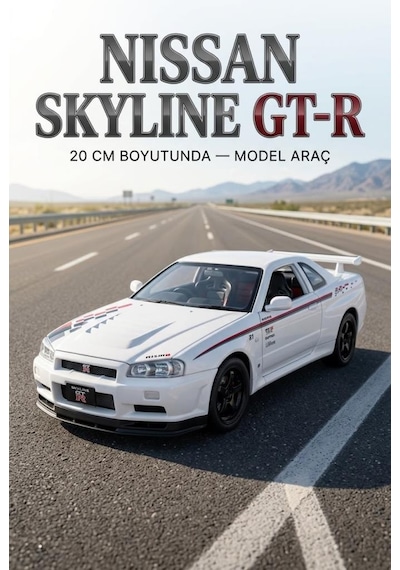 TıfılToys Hobbiez Lisanslı Nissan Skyline Gt-r Model Diecast Car 1/24 Ölçek Metal Standlı Araç Çok Renkli