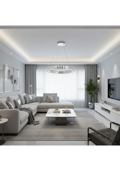 Kristal Uzaktan Kumandalı 20 Cm Avize Krom