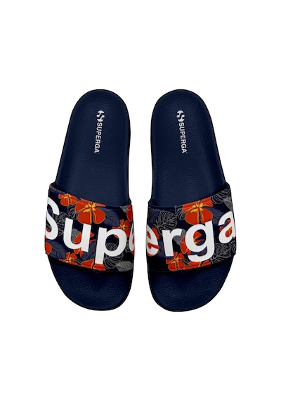 Superga 1908 Slides Hibiscus Print Polysoft Unisex Siyah-turuncu Terlik Siyah-turuncu-332