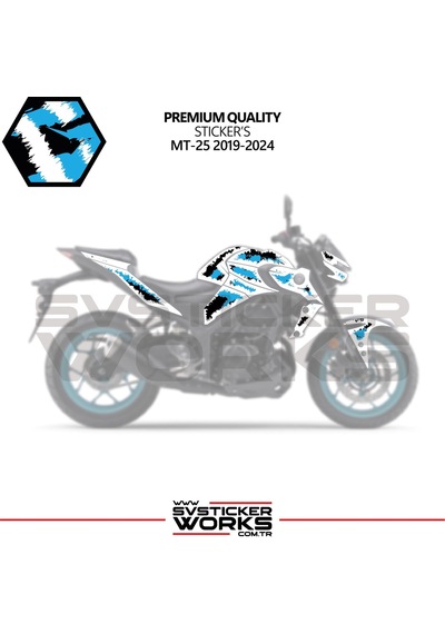 Yamaha Mt25 Kaplama Sticker Air Brush Motor Kaplama Modeli Hazır Kit 2019 / 2024 Uyumlu Mavi