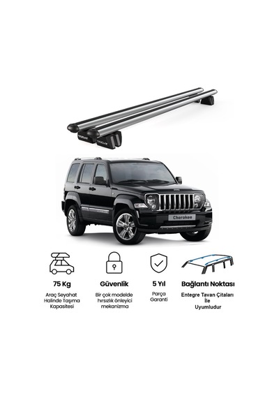 Pençe Jeep Cherokee Kk 2008-2014 Uyumlu Gri Ara Atkı 135cm Port Bagaj Tavan Barı
