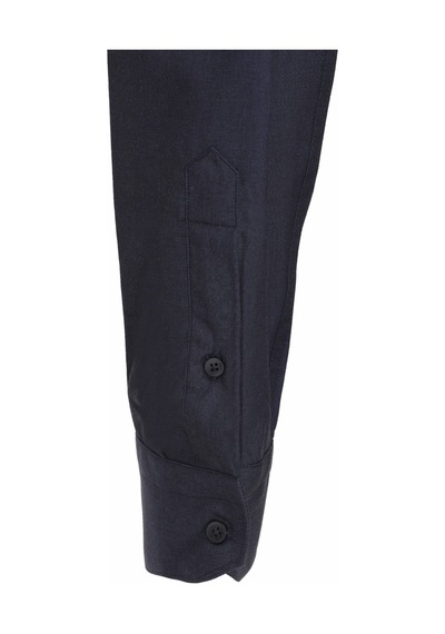 Kip Lacivert Düz Slim Fit Uzun Dokuma Klasik Pamuk Karışımlı Gömlek