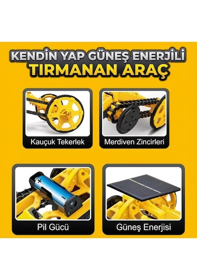 Güneş Enerjili Ve Pilli Tırmanan Araba Robot Kiti - Kendin Yap Diy Eğitici Bilim Deney Seti