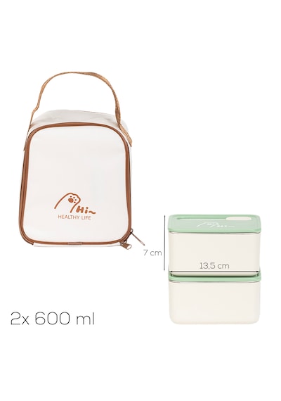 Porsima Bl25229 Isı Yalıtımlı Çanta Paslanmaz Çelik 2 Parça Vakumlu Yemek Termosu Beslenme Kutusu Taşınabilir Lunch Box Sefer Tası Krem