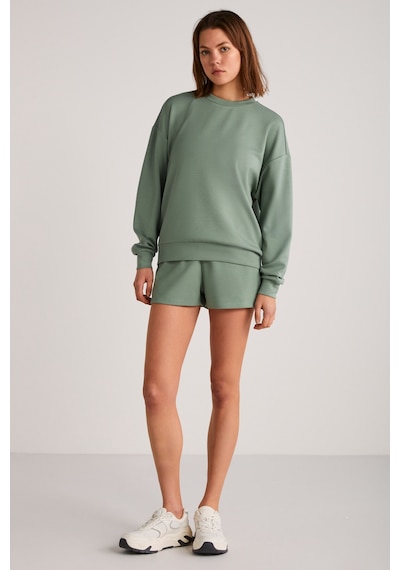 Ethıquet Maısıe Kadın Organik Pamuklu Comfort Fit Bisiklet Yaka Mint Yeşil Sweatshirt