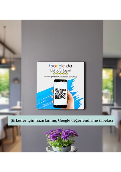 Bk Gift İşletmelere Özel Mdf Ahşap Google Puanlama Tabelası 20x20cm