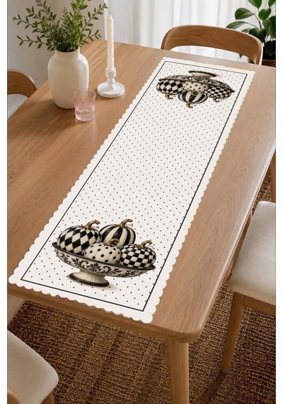 Vivanni Home Yıkanabilir Dikdörtgen Runner Günlük Kullanıma Uygun, Pratik Ve Uzun Ömürlü Siyah Beyaz