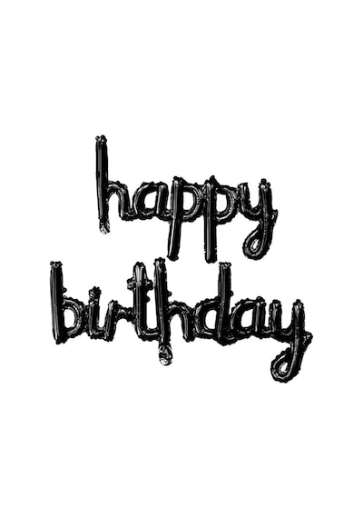 El Yazılı 16 İnç Happy Birthday Siyah Balon Set Siyah