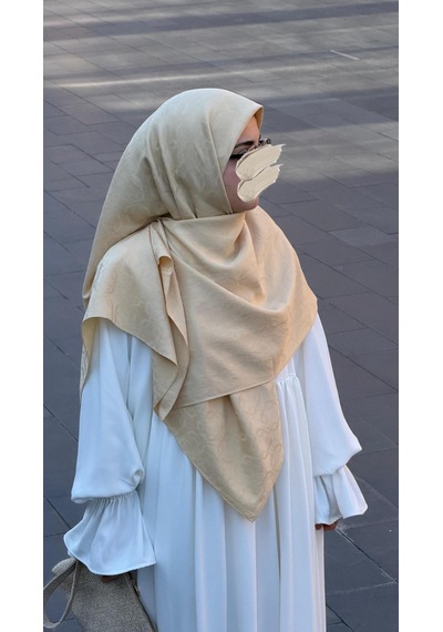 Qalortex Scarf Premium Jakarlı Mira B.boy Eşarp -gold
