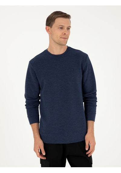 İndigo Regular Fit Bisiklet Yaka Sweatshirt Mavi