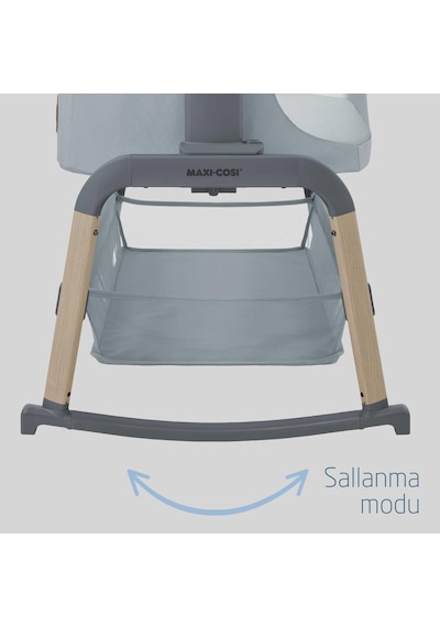 Maxi-Cosi Iora Air Sallanabilen Ahşap Görünümlü Anne Yanı Beşik Beyond Grey