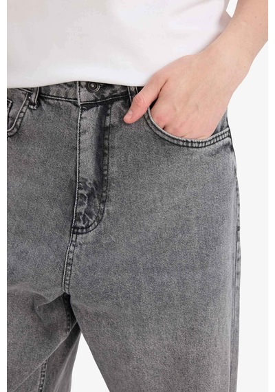 Defacto Baggy Fıt Jean Yıkamalı Pantolon B3925AX23AU Gri