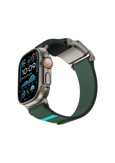 Watch 42mm Uyumlu Mohseven İwatch Mecha Sport Hasır Kordon Titanyum-yeşil