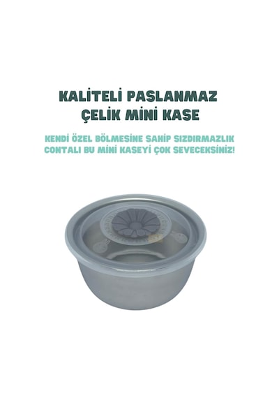 Vagonlife Bento 1200ml Lunchbox Tek Katlı 4 Bölmeli Ve Kaseli Çelik Sefer Tası Yemek Kutusu Gri Diğer