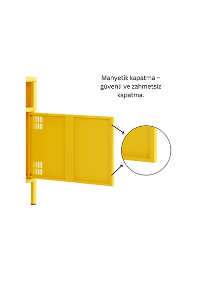 Pera Tv Ünitesi, Tv Dolabı,2 Kapaklı, Açık Raflı 100,50 X 40 X 64,50 Cm Ral 1018 Sarı Pera Tv Ünitesi, Tv Dolabı,2 Kapaklı, Açık Raflı 100,50 X 40 X 64,50 Cm Ral 1018 Sarı