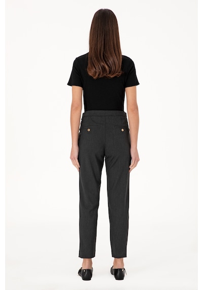 U.S. Polo Assn. Kadın Antrasit Carrot High Waist Fit Kanvas Pantolon 50309121-VR006