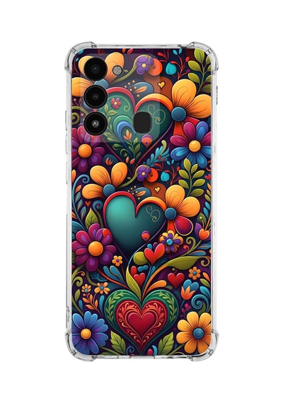 Printify Tecno Spark 8c İle Uyumlu Düşlerin Dansı Serisi Çiçeklerin Dansı Tasarımlı Uv Baskılı Köşe Korumalı Antişok Kılıf Şeffaf