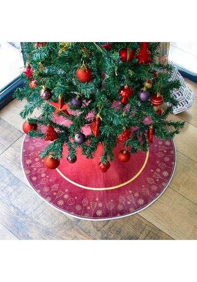 Aden Yılbaşı Ağacı Halısı, Çam Ağacı Eteği, Peluş Yılbaşı Halısı, Yılbaşı Paspası, Christmas Halısı, Prs0305 100x100cm Peluş