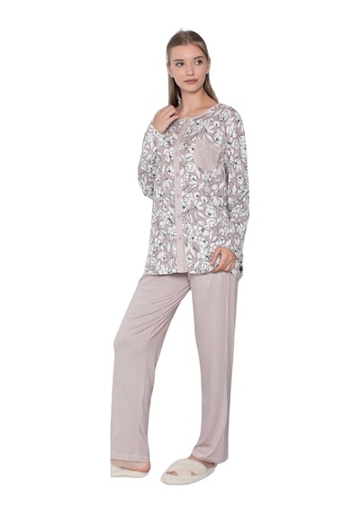 İkikareshop Limissi Viskon Desenli Pijama Takımı Çok Renkli