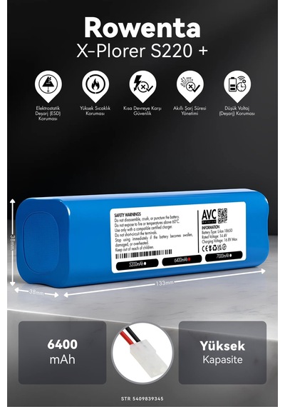 Rowenta X-plorer S220 + 6400mah Robot Süpürge Bataryası D.k